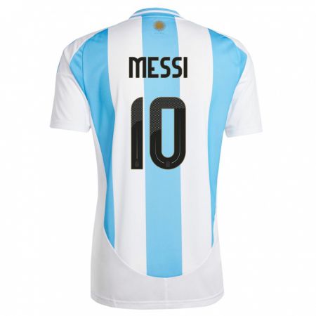 Kandiny Kinder Argentinien Lionel Messi #10 Weiß Blau Heimtrikot Trikot 24-26 T-Shirt