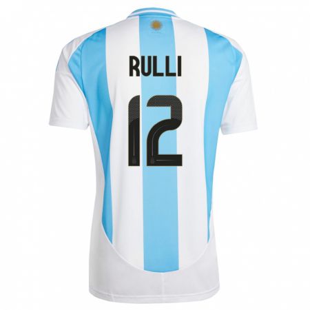 Kandiny Kinder Argentinien Geronimo Rulli #12 Weiß Blau Heimtrikot Trikot 24-26 T-Shirt