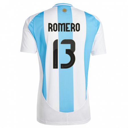Kandiny Kinder Argentinien Cristian Romero #13 Weiß Blau Heimtrikot Trikot 24-26 T-Shirt