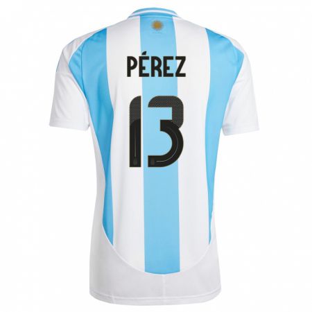 Kandiny Kinder Argentinien Nehuen Perez #13 Weiß Blau Heimtrikot Trikot 24-26 T-Shirt