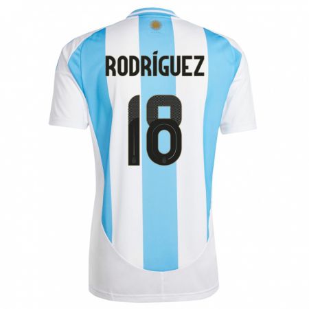 Kandiny Kinder Argentinien Guido Rodriguez #18 Weiß Blau Heimtrikot Trikot 24-26 T-Shirt