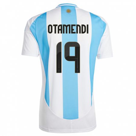 Kandiny Kinder Argentinien Nicolas Otamendi #19 Weiß Blau Heimtrikot Trikot 24-26 T-Shirt