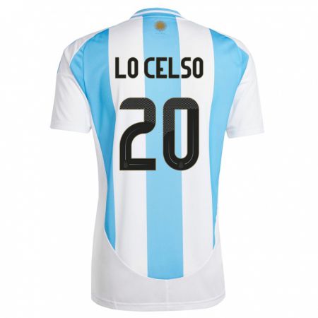 Kandiny Kinder Argentinien Giovani Lo Celso #20 Weiß Blau Heimtrikot Trikot 24-26 T-Shirt