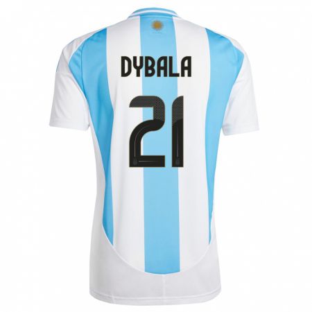 Kandiny Kinder Argentinien Paulo Dybala #21 Weiß Blau Heimtrikot Trikot 24-26 T-Shirt