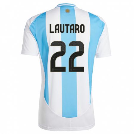 Kandiny Kinder Argentinien Lautaro Martinez #22 Weiß Blau Heimtrikot Trikot 24-26 T-Shirt