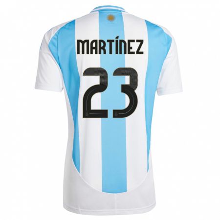 Kandiny Kinder Argentinien Emiliano Martinez #23 Weiß Blau Heimtrikot Trikot 24-26 T-Shirt