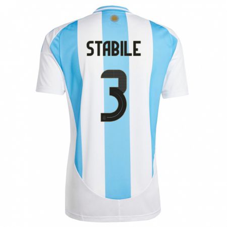 Kandiny Kinder Argentinien Eliana Stabile #3 Weiß Blau Heimtrikot Trikot 24-26 T-Shirt