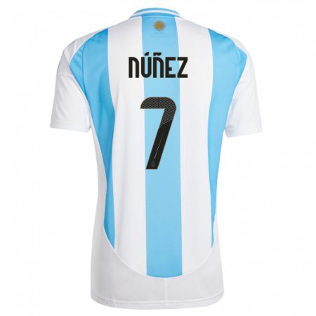 Kandiny Kinder Argentinien Romina Nunez #7 Weiß Blau Heimtrikot Trikot 24-26 T-Shirt