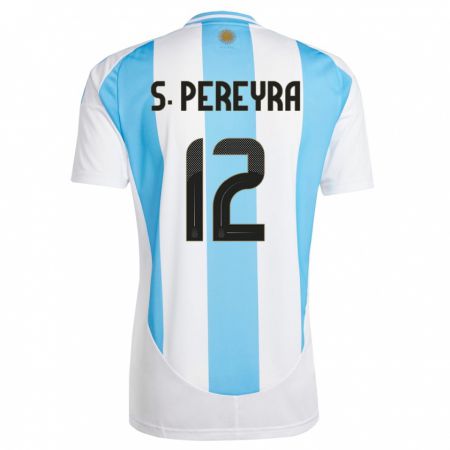 Kandiny Kinder Argentinien Solana Pereyra #12 Weiß Blau Heimtrikot Trikot 24-26 T-Shirt