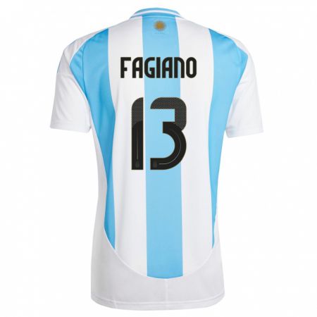 Kandiny Kinder Argentinien Paloma Fagiano #13 Weiß Blau Heimtrikot Trikot 24-26 T-Shirt