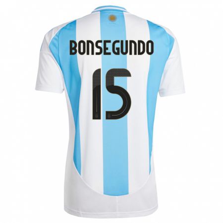 Kandiny Kinder Argentinien Florencia Bonsegundo #15 Weiß Blau Heimtrikot Trikot 24-26 T-Shirt