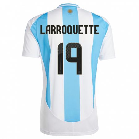Kandiny Kinder Argentinien Mariana Larroquette #19 Weiß Blau Heimtrikot Trikot 24-26 T-Shirt