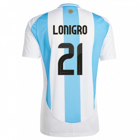 Kandiny Kinder Argentinien Erica Lonigro #21 Weiß Blau Heimtrikot Trikot 24-26 T-Shirt