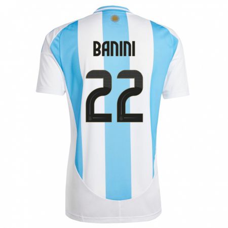 Kandiny Kinder Argentinien Estefania Banini #22 Weiß Blau Heimtrikot Trikot 24-26 T-Shirt
