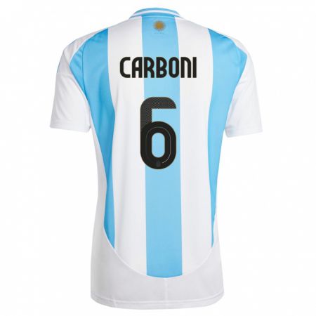 Kandiny Kinder Argentinien Franco Carboni #6 Weiß Blau Heimtrikot Trikot 24-26 T-Shirt