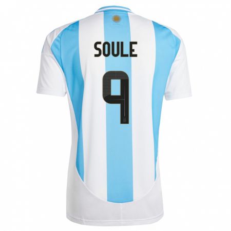 Kandiny Kinder Argentinien Matias Soule #9 Weiß Blau Heimtrikot Trikot 24-26 T-Shirt