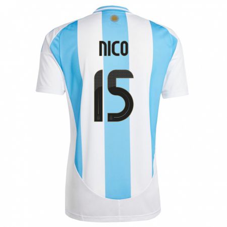 Kandiny Kinder Argentinien Nico  #15 Weiß Blau Heimtrikot Trikot 24-26 T-Shirt
