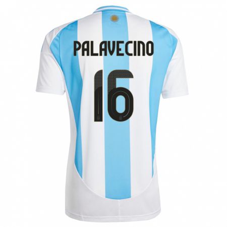 Kandiny Kinder Argentinien Nicolas Palavecino #16 Weiß Blau Heimtrikot Trikot 24-26 T-Shirt