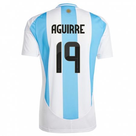 Kandiny Kinder Argentinien Brian Aguirre #19 Weiß Blau Heimtrikot Trikot 24-26 T-Shirt