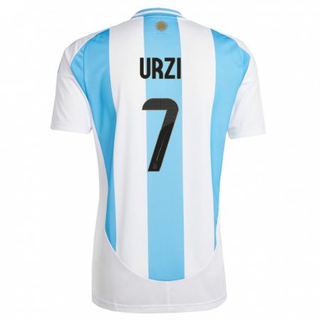 Kandiny Kinder Argentinien Agustin Urzi #7 Weiß Blau Heimtrikot Trikot 24-26 T-Shirt