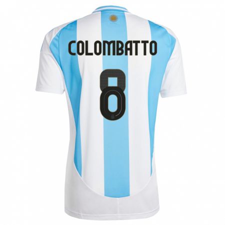 Kandiny Kinder Argentinien Santiago Colombatto #8 Weiß Blau Heimtrikot Trikot 24-26 T-Shirt
