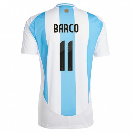 Kandiny Kinder Argentinien Ezequiel Barco #11 Weiß Blau Heimtrikot Trikot 24-26 T-Shirt