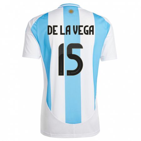 Kandiny Kinder Argentinien Pedro De La Vega #15 Weiß Blau Heimtrikot Trikot 24-26 T-Shirt