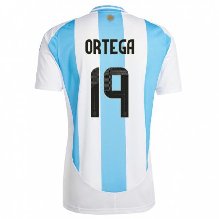 Kandiny Kinder Argentinien Francisco Ortega #19 Weiß Blau Heimtrikot Trikot 24-26 T-Shirt