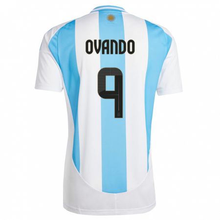 Kandiny Kinder Argentinien Lautaro Ovando #9 Weiß Blau Heimtrikot Trikot 24-26 T-Shirt