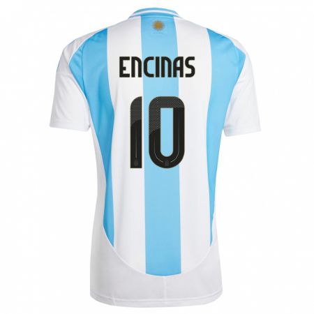 Kandiny Kinder Argentinien Axel Encinas #10 Weiß Blau Heimtrikot Trikot 24-26 T-Shirt