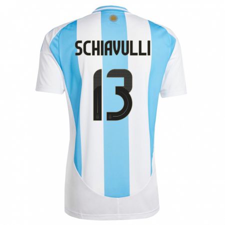Kandiny Kinder Argentinien Thiago Schiavulli #13 Weiß Blau Heimtrikot Trikot 24-26 T-Shirt