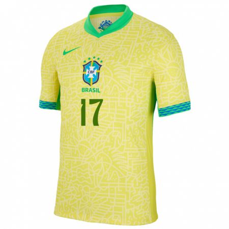 Kandiny Kinder Brasilien William Gomes #17 Gelb Heimtrikot Trikot 24-26 T-Shirt