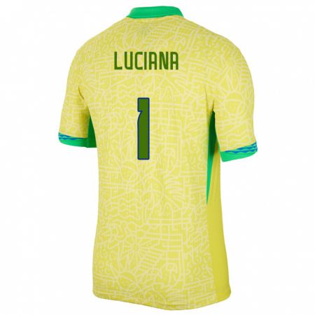 Kandiny Kinder Brasilien Luciana #1 Gelb Heimtrikot Trikot 24-26 T-Shirt