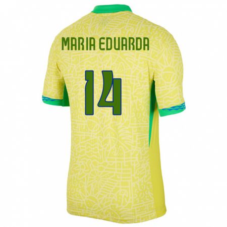 Kandiny Kinder Brasilien Maria Eduarda #14 Gelb Heimtrikot Trikot 24-26 T-Shirt