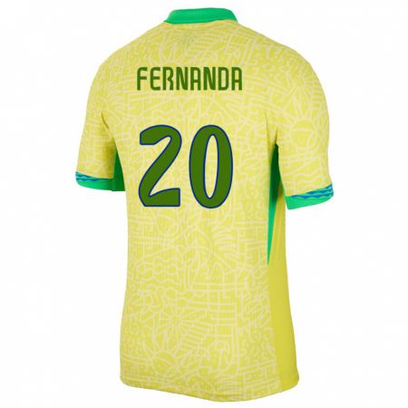 Kandiny Kinder Brasilien Fernanda Palermo #20 Gelb Heimtrikot Trikot 24-26 T-Shirt