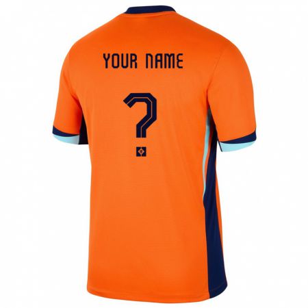 Kandiny Kinder Niederlande Ihren Namen #0 Orange Heimtrikot Trikot 24-26 T-Shirt