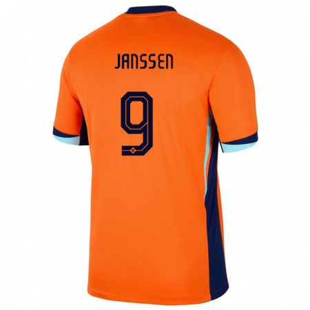 Kandiny Kinder Niederlande Vincent Janssen #9 Orange Heimtrikot Trikot 24-26 T-Shirt