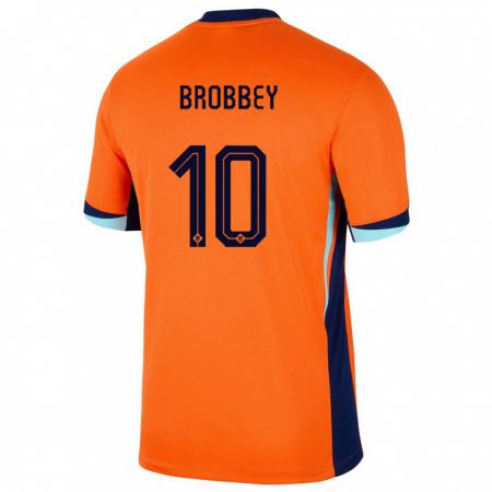 Kandiny Kinder Niederlande Brian Brobbey #10 Orange Heimtrikot Trikot 24-26 T-Shirt