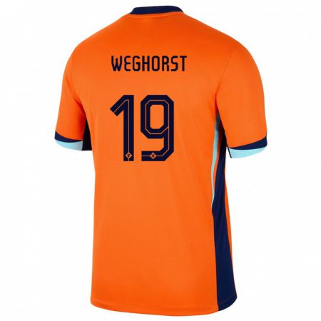Kandiny Kinder Niederlande Wout Weghorst #19 Orange Heimtrikot Trikot 24-26 T-Shirt