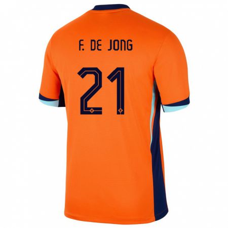 Kandiny Kinder Niederlande Frenkie De Jong #21 Orange Heimtrikot Trikot 24-26 T-Shirt