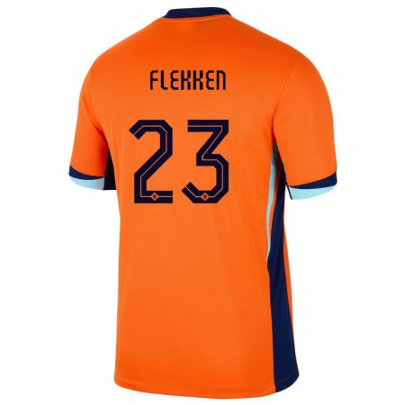 Kandiny Kinder Niederlande Mark Flekken #23 Orange Heimtrikot Trikot 24-26 T-Shirt