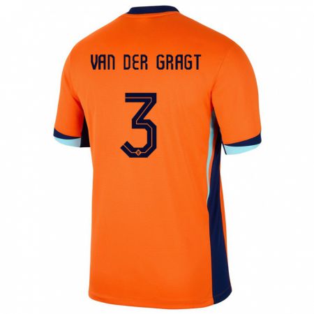Kandiny Kinder Niederlande Stefanie Van Der Gragt #3 Orange Heimtrikot Trikot 24-26 T-Shirt