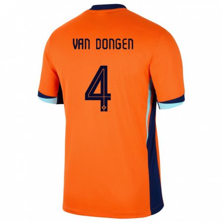 Kandiny Kinder Niederlande Merel Van Dongen #4 Orange Heimtrikot Trikot 24-26 T-Shirt