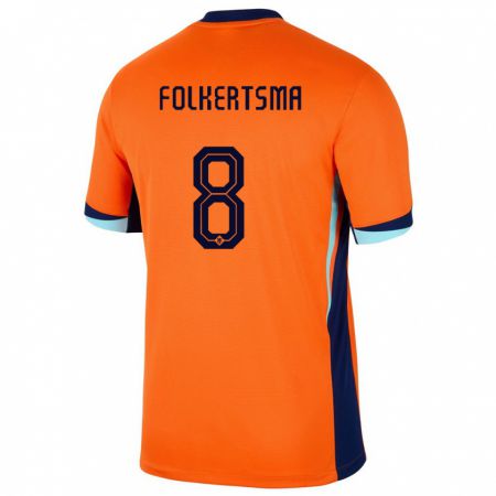 Kandiny Kinder Niederlande Sisca Folkertsma #8 Orange Heimtrikot Trikot 24-26 T-Shirt