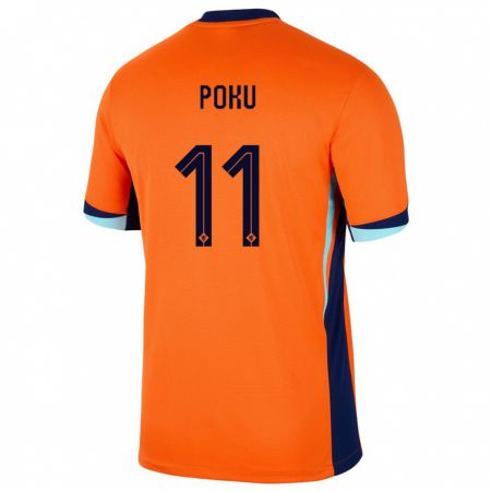 Kandiny Kinder Niederlande Ernest Poku #11 Orange Heimtrikot Trikot 24-26 T-Shirt