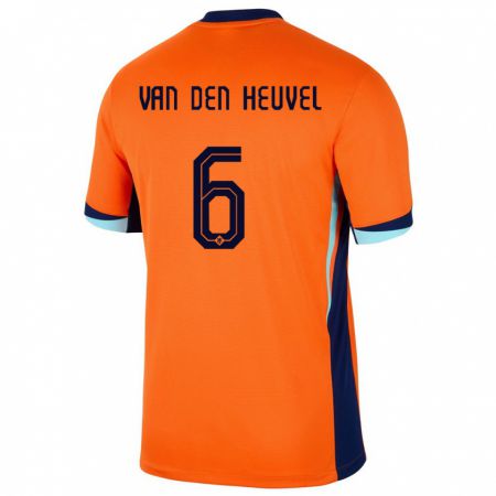 Kandiny Kinder Niederlande Tim Van Den Heuvel #6 Orange Heimtrikot Trikot 24-26 T-Shirt