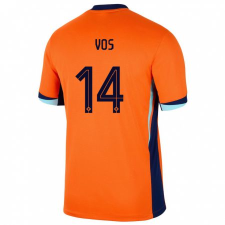 Kandiny Kinder Niederlande Silvano Vos #14 Orange Heimtrikot Trikot 24-26 T-Shirt