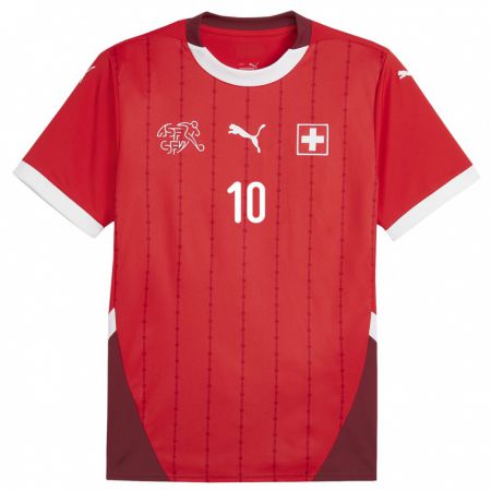 Kandiny Kinder Schweiz Liam Chipperfield #10 Rot Heimtrikot Trikot 24-26 T-Shirt