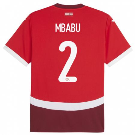 Kandiny Kinder Schweiz Kevin Mbabu #2 Rot Heimtrikot Trikot 24-26 T-Shirt