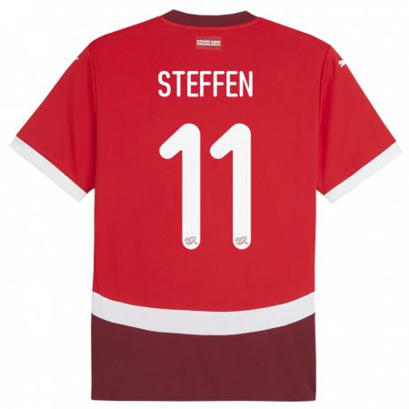 Kandiny Kinder Schweiz Renato Steffen #11 Rot Heimtrikot Trikot 24-26 T-Shirt
